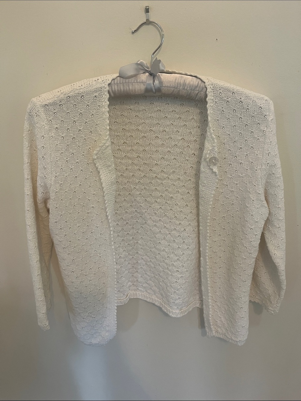 Kate Hill Cream Open-Front Knit Cardigan